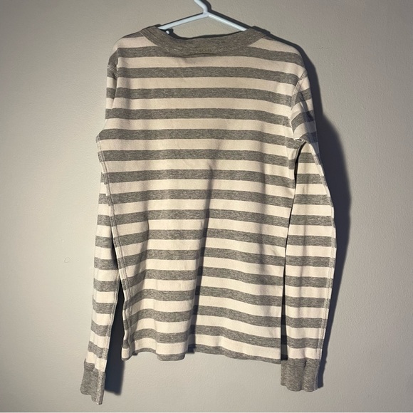 Hanna Andersson Striped Long John Pajama Top, Heather Grey and White, US 10 - Picture 2 of 4